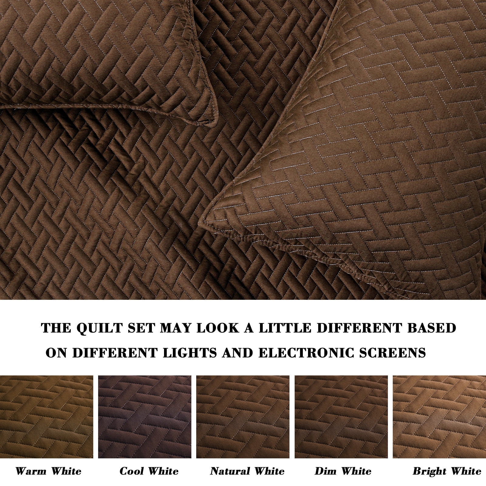 Exclusivo Mezcla 3-Piece Queen Size Quilt Set, Basket Quilted Bedspread/Coverlet/Bed Cover(90"x 96", Brown)