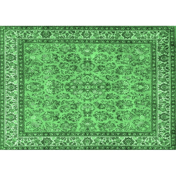 Ahgly Company Indoor Rectangle Persian Emerald Green Traditional Area Rugs, 7' x 9'