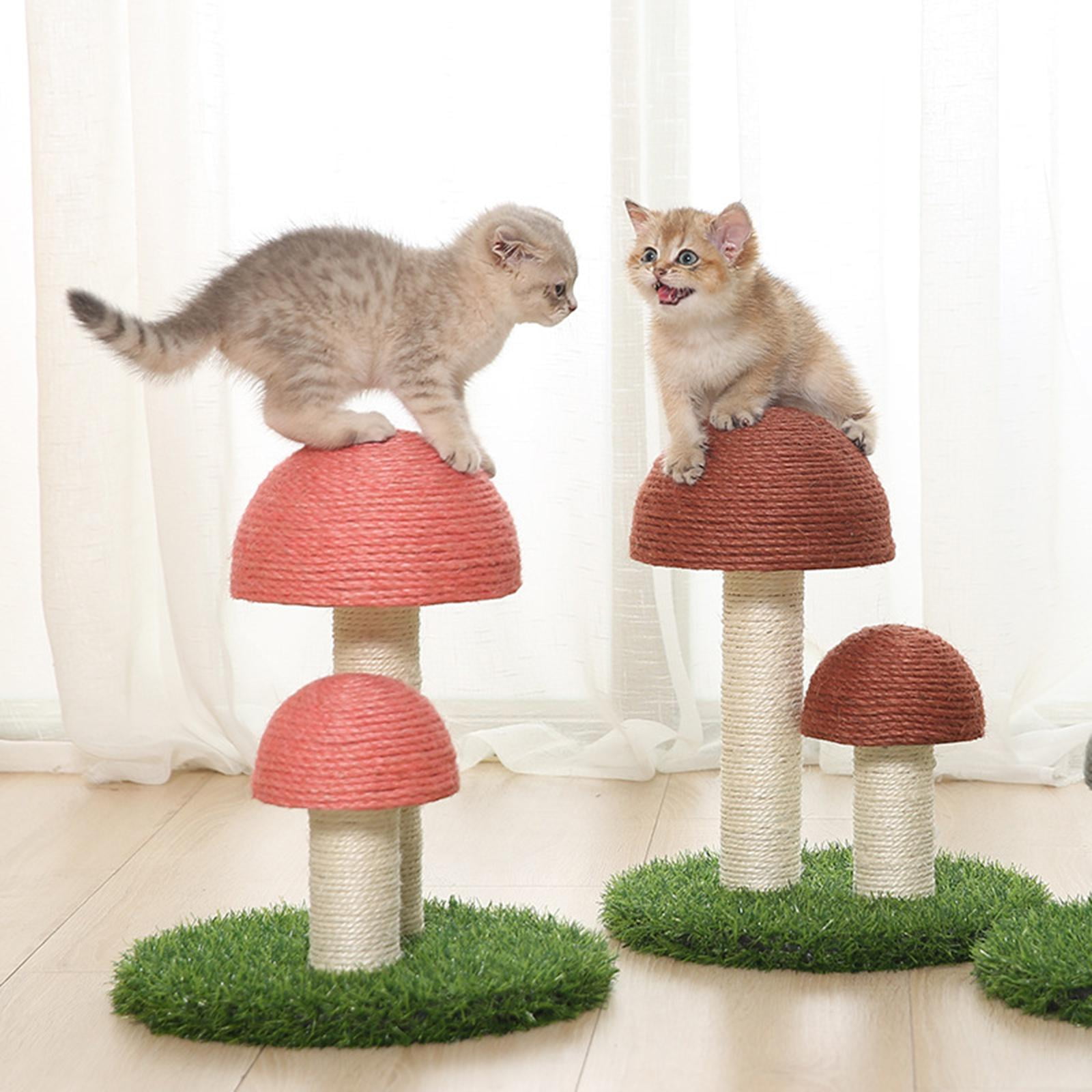 Bvdfgk Pet Cat Mushroom Scratching Post Natural Sisal Cat Scratcher for Domestic Cats Coffee with Ball
