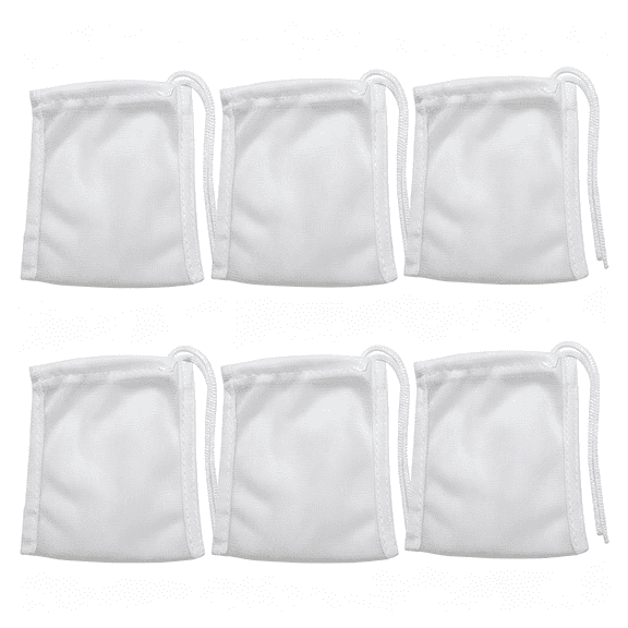 MISSMILE Fish Tank Small Sized Filter Bags,6 Pack High Flow Bags 3 by 4 Inches Aquarium Filter Media Mesh Bags with Nylon Drawstrings,White