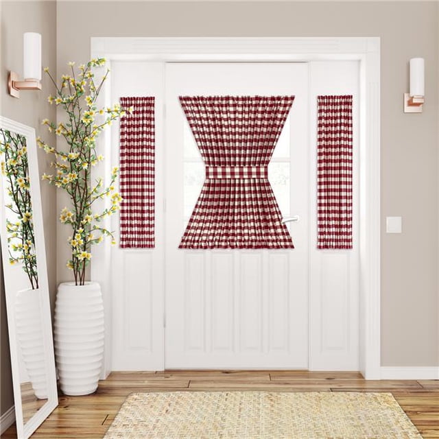 25 x 40 in. Polyester Light Filtering Rod Pocket Buffalo Check Curtain Panel, Burgundy