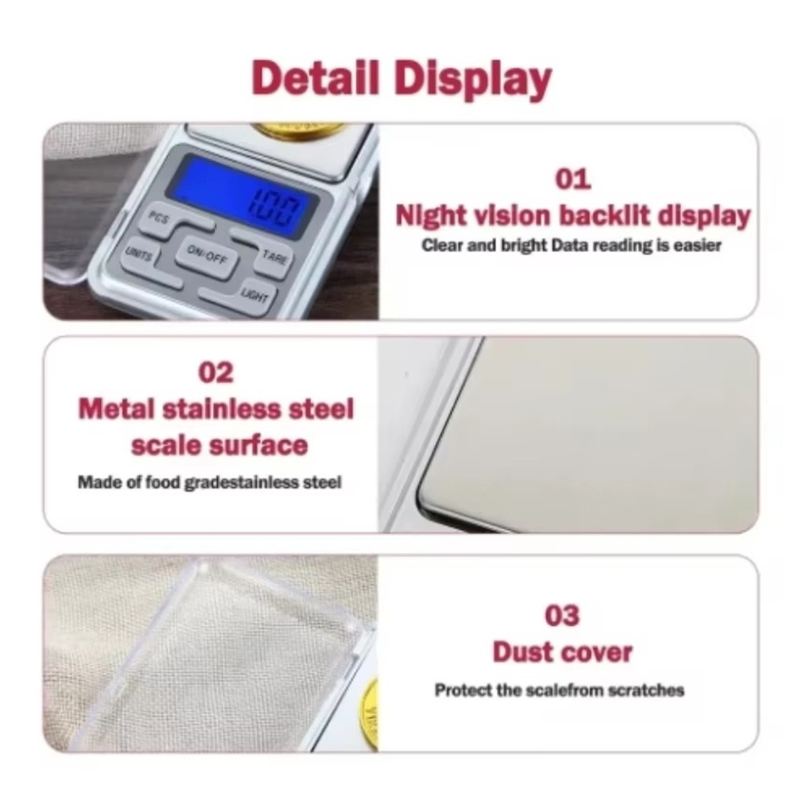 Digital Scale,Pocket Scale,LED Backlight Display,for Kitchen,Jewellery,Drug,Tea,Yeast,Coffee ,High-Precision Weighing Technology