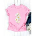 thumbnail image 3 of ZXSXSY Womens Daisy Print Crew Neck Short Sleeve Graphic T-Shirt, 3 of 6