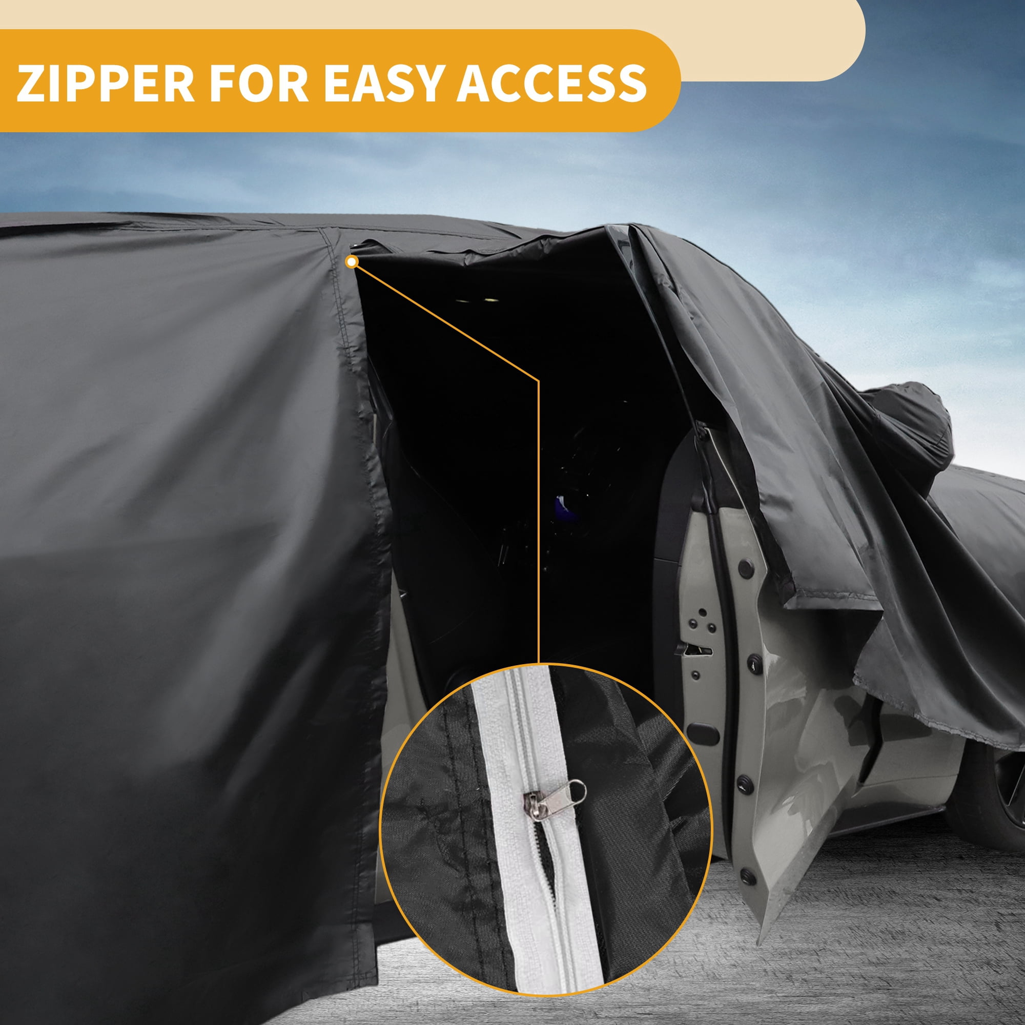 Unique Bargains Car Cover for Mini Cooper 4DR 210D-PU Black Blue with Right Zipper