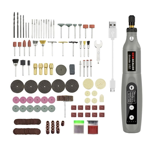 de herramientas rotativas inalámbricas, mini juego de amoladora eléctrica Taladro eléctrico de grabado para pequeños proyectos y - Gris 174PC Sunnimix tallador rotatorio eléctrico