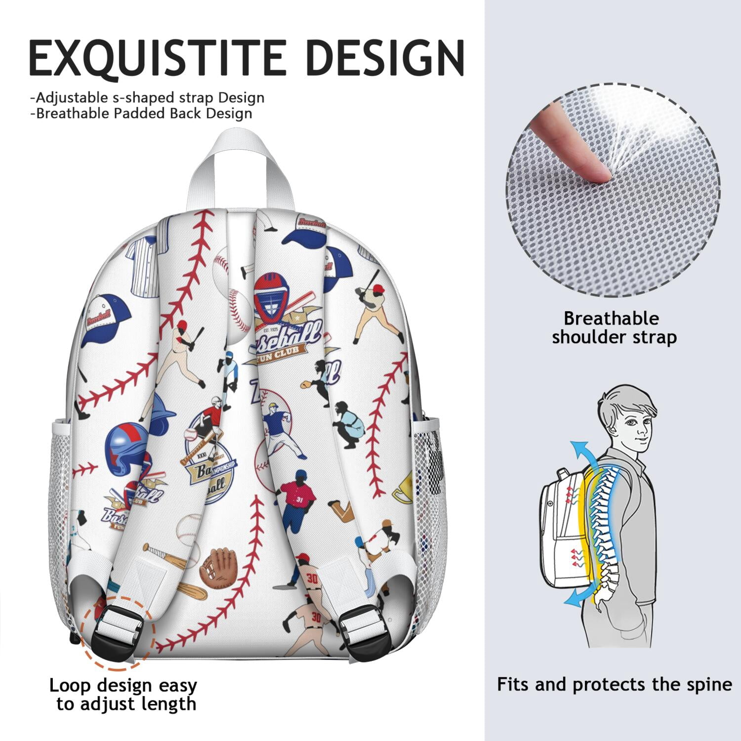 Waterproof Backpack with Side Pockets - Durable, Breathable for Baseball, Basketball, and Soccer Players