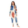 thumbnail image 2 of 1 Piece Adult Onesie Pajamas Cozy & Loose-Fit Sleepsuit Loungewear with Pockets Blue Splashes Artistic Pattern Large, 2 of 7