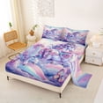 thumbnail image 2 of Erosebridal Rainbow Unicorn Print Bed Sheets,Colorful Blossom Floral King Sheets For Girls Kids 4pcs, 2 of 6