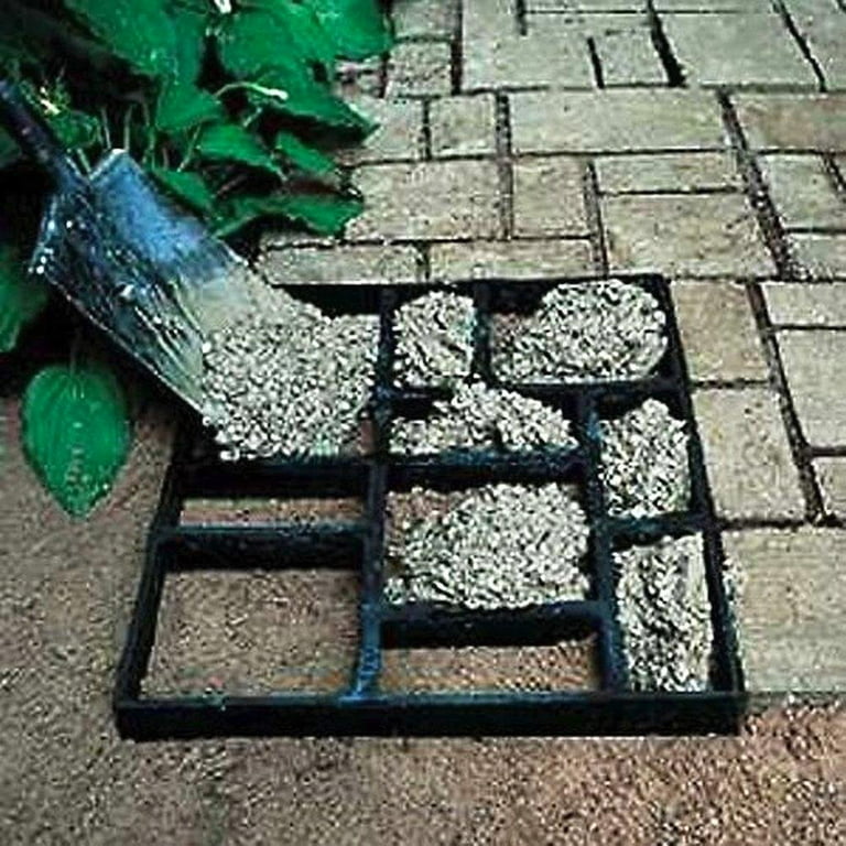 Easyfashion Rectangular 10-Grid Paving Stone Mold for Concrete Walkway,  23.8 x 19.9 x 1.7 