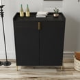 thumbnail image 2 of Jopath Liquor Cabinet Kitchen, 2 Doors Home Wine Bar Cabinet With Wine Rack & Adjustable Storage Shelf, Modern Sideboard With Soft-Closing Hinge Living Room Coffee Cart BLACK, 2 of 8