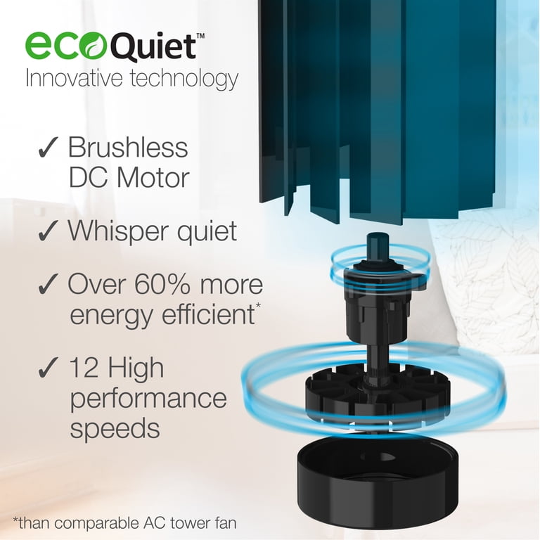 Lasko 42-inch 12-Speed EcoQuiet DC Motor Tower Fan with Remote, T42700,  Black - Walmart.com
