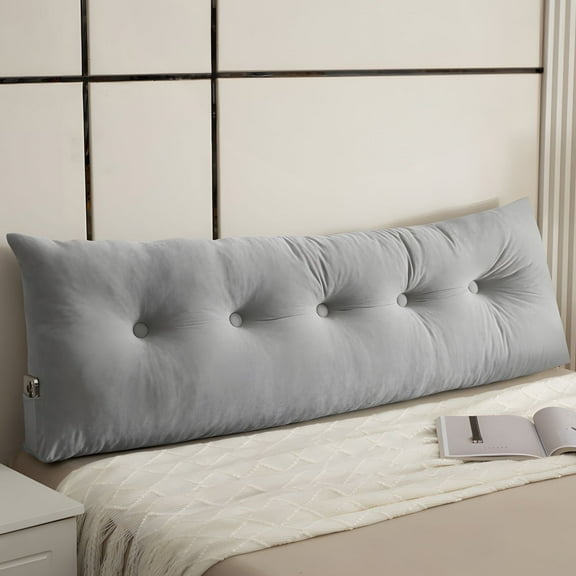 Desirable Life Wedge Headboard Reading Pillow 79" x 15.7" x 4.7" Triangular Bolster Backrest Support Cushion for Bed, Sofa, Daybed, Dark Gray