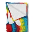 thumbnail image 2 of 70s Party Soft Flannel Fleece Blanket, Peace and Love Groovy Sixties Tie Dye Effect Heart Shaped Abstract Rainbow Print, Cozy Plush for Indoor and Outdoor Use, 70" x 90", Multicolor, by Ambesonne, 2 of 5