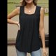 thumbnail image 5 of Camiseta Sin Mangas con Cuello Cuadrado y Volantes para Mujer, Camiseta Sin Mangas A Rayas, Informal, Holgada, de Verano Negro M, 5 of 9