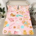 thumbnail image 2 of Castle Fairy Teens Gingerbread Man 3pcs Twin Sheet Sets,Happy New Year Twin Fitted Sheet,Candy Cane Breathable Flat Sheet,Microfiber Bedroom Decor, 2 of 7