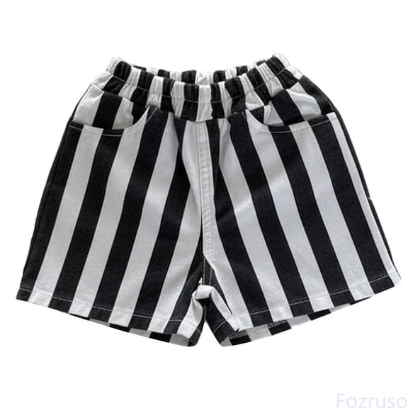Fozruso Boys Summer Casual Striped Color Shorts Toddler Baby Thin Lightweight Outdoor Play Short Pants Boys Lightweight Shorts Sizes 2-3 Years(Black)