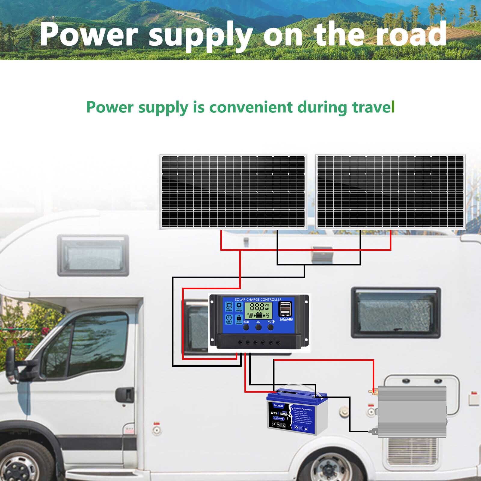 400W 12V Solar Panel Mono High Efficiency PV Module for RV Home Caravan Camping
