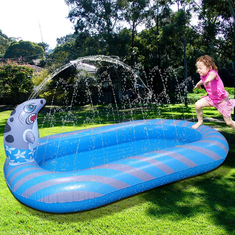 MIXFEER Dolphin Sprinkler Inflatable Pool for Outdoor 3 in 1 Baby Pool Swimming Pool Backyard Water Play Splash Pad for Garden Backyard Party