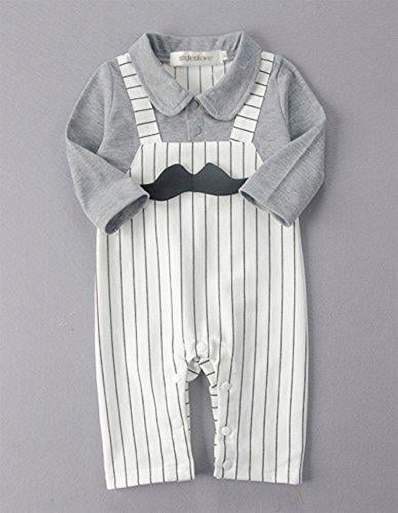 stylesilove 3D Mustache Long Sleeve Baby Boy Romper Onesie Clothing Set - 2 Colors