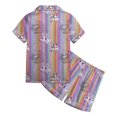 thumbnail image 4 of UAYOTSE Kids Girls Collared Button‑Front Satin Pjs, Short‑Sleeve Top and Sleep Shorts, Wearable Sleep Set for At‑Home Play and Overnight Stays Size 12-13 Years, 4 of 6