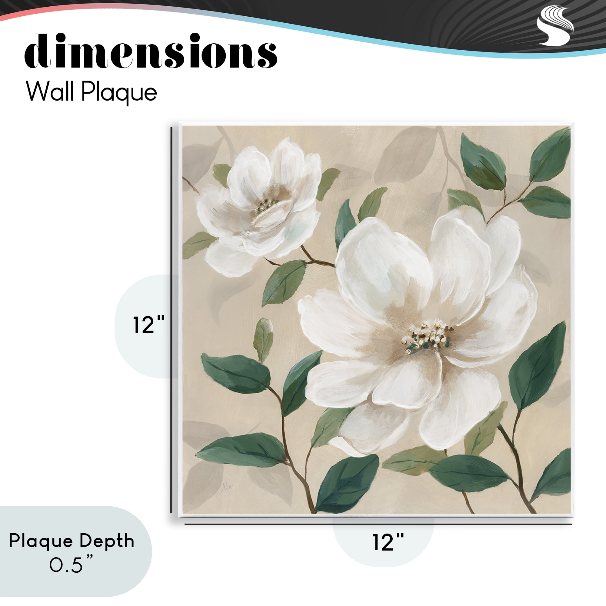 Stupell Industries Serene White Blossom with Leaves Wall Plaque Art, design by Nan