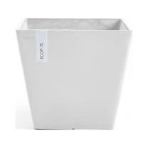 Ecopots Rotterdam Durable Modern Square Indoor/Outdoor Recycled Based Composite Flower Planter, Pure White, 8"