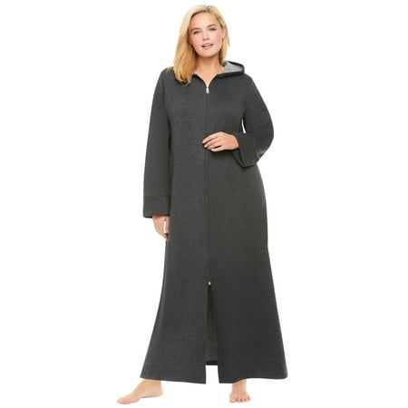 

Dreams & Co. Women s Plus Size Petite Long Hooded Fleece Sweatshirt Robe Robe