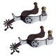 thumbnail image 4 of 2 piezas de caballos espuelas occidentales de vaquero con equipo giratorio en equipo ecuestre tallado diseño antiguo de puta de caballo para, 4 of 8