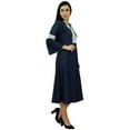 thumbnail image 6 of Bimba Women's Retro Style Denim Dress Mid-Calf Boho Dress With Lace Detail, 6 of 8