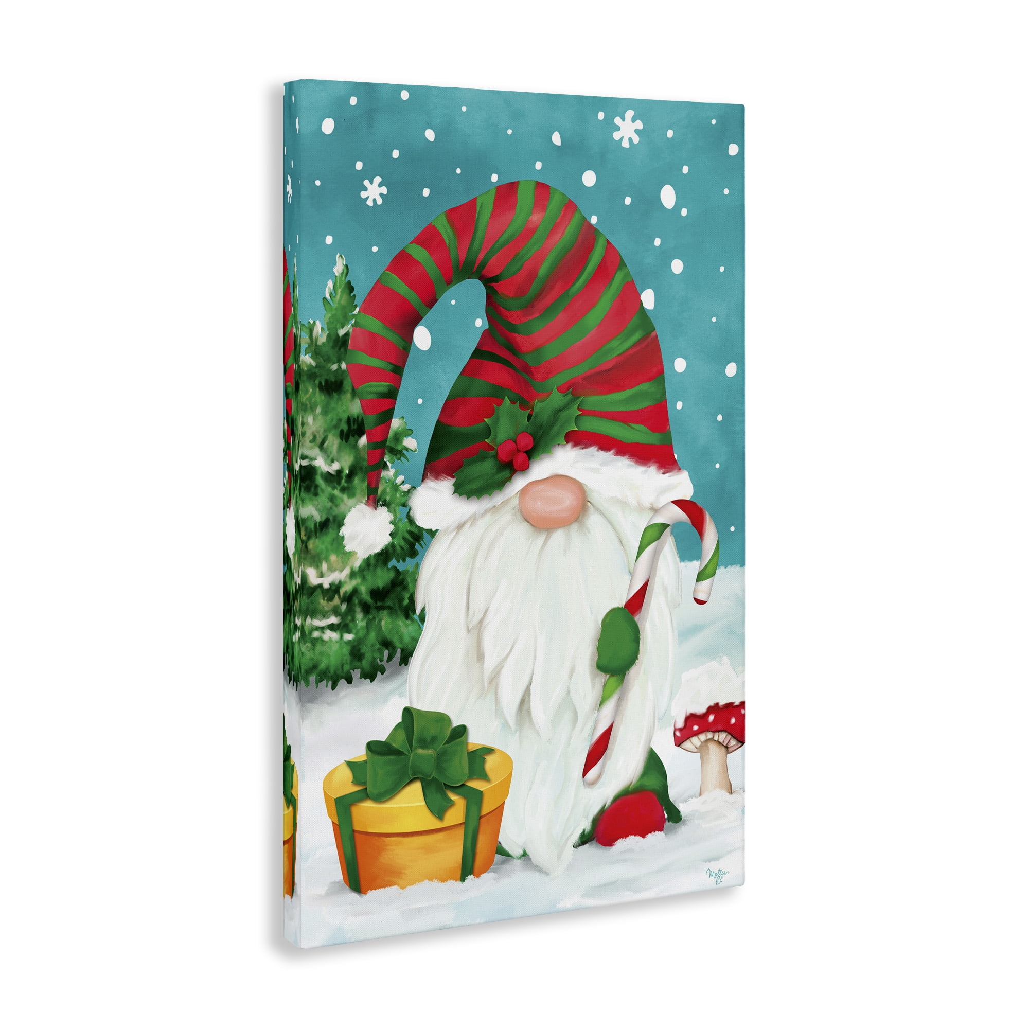 Stupell Industries Holiday Elf & Gifts Holiday Painting Gallery Wrapped Canvas Art Print Wall Art, 16 x 24