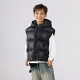 thumbnail image 2 of HNMKIU Boys Down Vest with Hood Warm Padded Quilted for Kids Winter Outdoor Activities Boys Jacket Cozy and Lightweight 3-16 Years Black-C,11-12 Years, 2 of 9