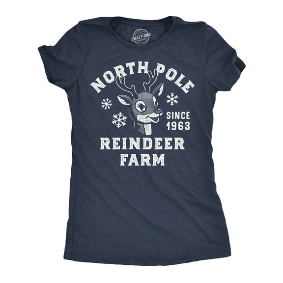 Womens Funny T Shirts North Pole Reindeer Farm Sarcastic Christmas Graphic Novelty Tee for Ladies Womens Graphic Tees