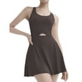 thumbnail image 2 of RKSTN Tennis Dresses for Women Built in Shorts Crew Neck Cut Out Waist Cinched T Back Athletic Dress for Women Summer Golf Active Workout Dress (Khaki ,M), 2 of 7
