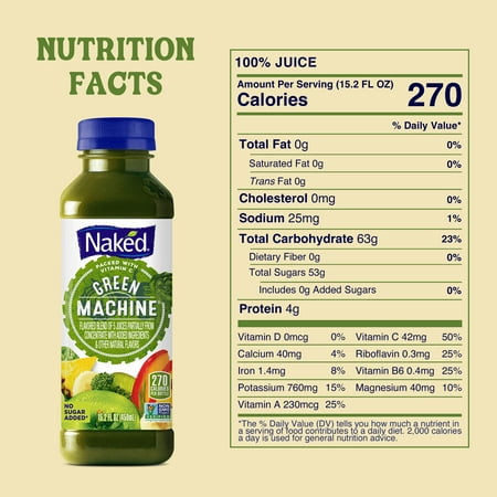 Naked Juice Green Machine Flavored 100% Juice Smoothie Blend, 15.2 fl oz