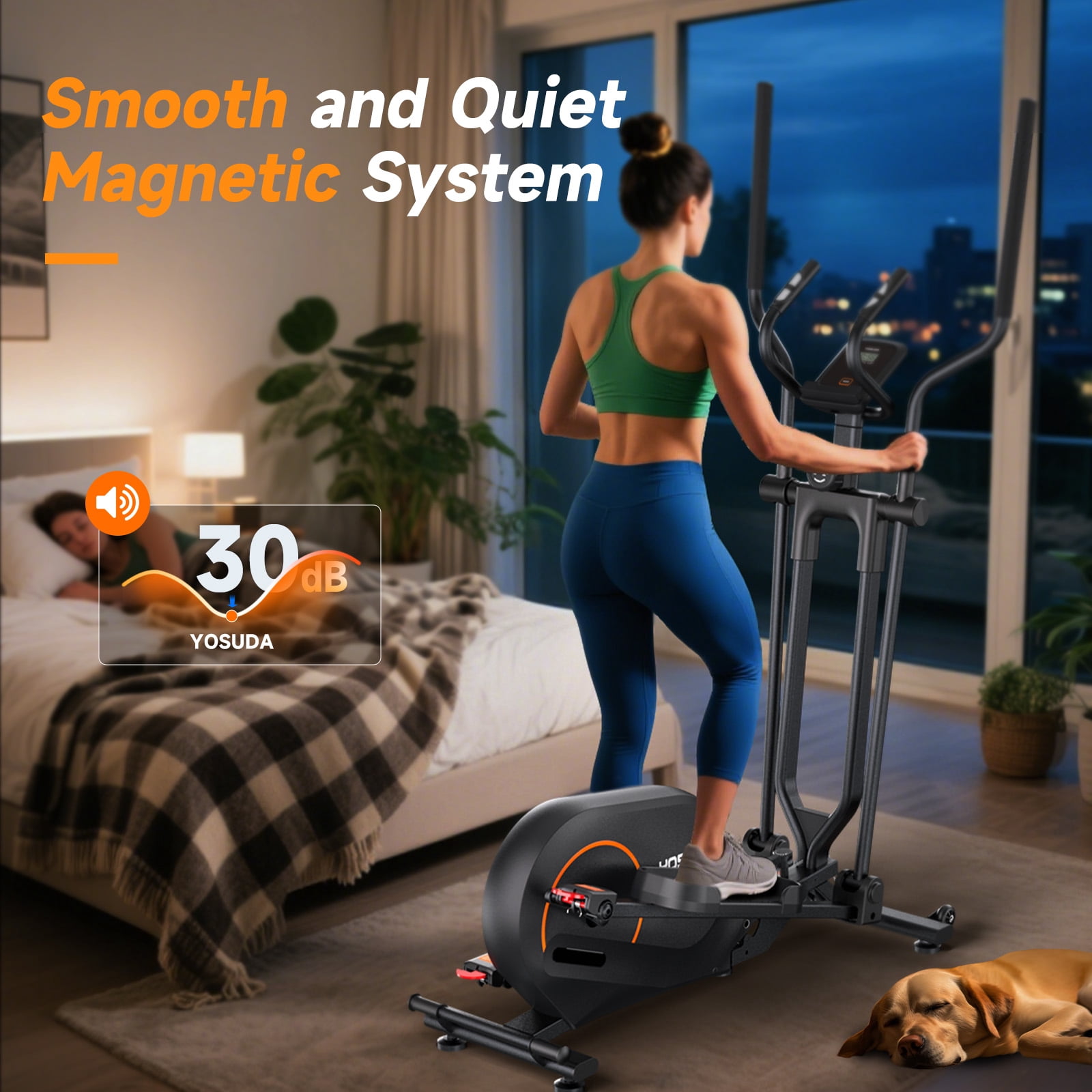 FED Fitness Foldable Elliptical – 16 Levels Magnetic Resistance, 350 lbs Capacity