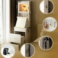 thumbnail image 3 of Zimtown Makeup Vanity Desk with Lighted Sliding Mirror for Small Space, Compact Mini Corner Vanity Set Dressing Table - Charging Station for Women, Girl Female Gift, White, 3 of 9