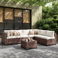 thumbnail image 4 of Clouddwell 7 Piece Outdoor Patio Furniture Set, Wicker Rattan Patio Sectional Sofa Sets, Off White, 4 of 11