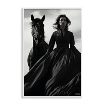 Stupell Industries Trendy Woman with Horse People Painting White Framed Art Print Wall Art, 12 x 18