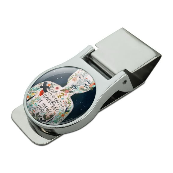 The Entire Universe is Inside You Spiritual Satin Chrome Plated Metal Money Clip