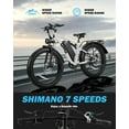 thumbnail image 3 of Qlife Racer Plus Electric Bike for Adults Peak 749W Motor Up to 19.8MPH, 4.0 Fat Tire Electric Mountain Bicycle with 48V 15.6AH Battery, 7 Speed Full Suspension Ebike(White), 3 of 9