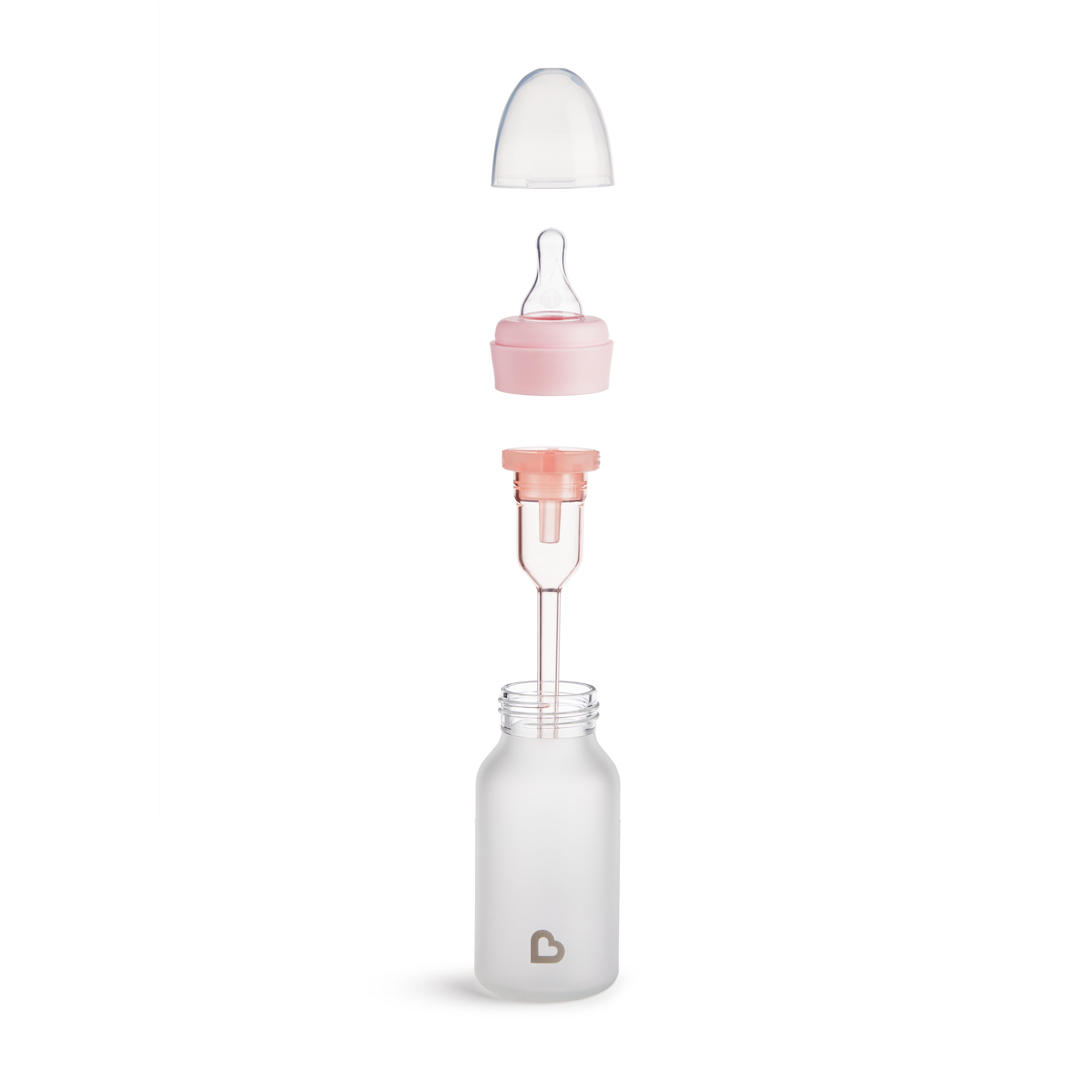 Munchkin Bond™ Silicone Coated Glass Baby Bottles - Anti-Colic Feeding System with Natural Feel Nipples, 4 ounce, 2 Pack, Pink