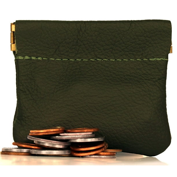Nabob Leather genuine leather squeeze coin purse, pouch made in u.s.a. change holder for men