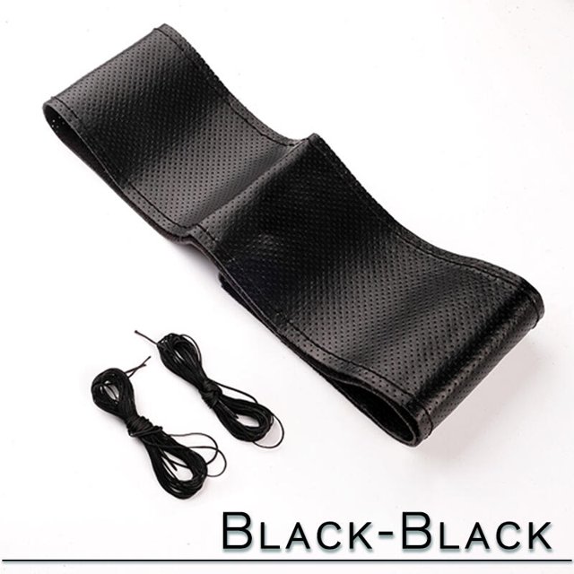 Cubierta trenzada para volante de coche de 38cm y 15 pulgadas, agujas e hilo de cuero Artificial, Kits de accesorios interiores para automóviles antideslizantes suaves Tan Jianjun unisex