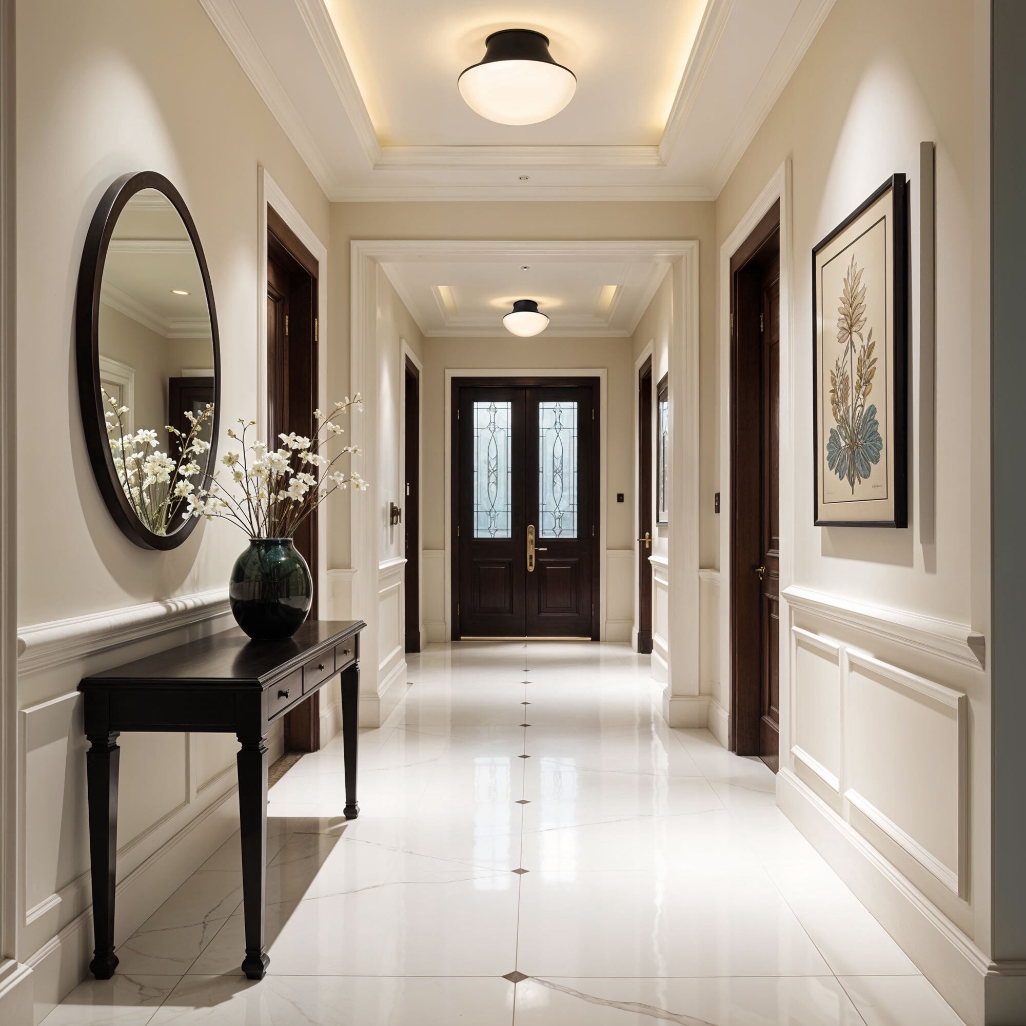 Kenroy Home Chelsea 7'' Flush Mount Ceiling Light Fixture with White Glass Bowl Shade for Entryway, Hallway, Closet, or Bedroom, Black