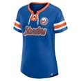 thumbnail image 2 of Women's Fanatics Royal New York Islanders Iconic Athena Lace-Up T-Shirt, 2 of 3