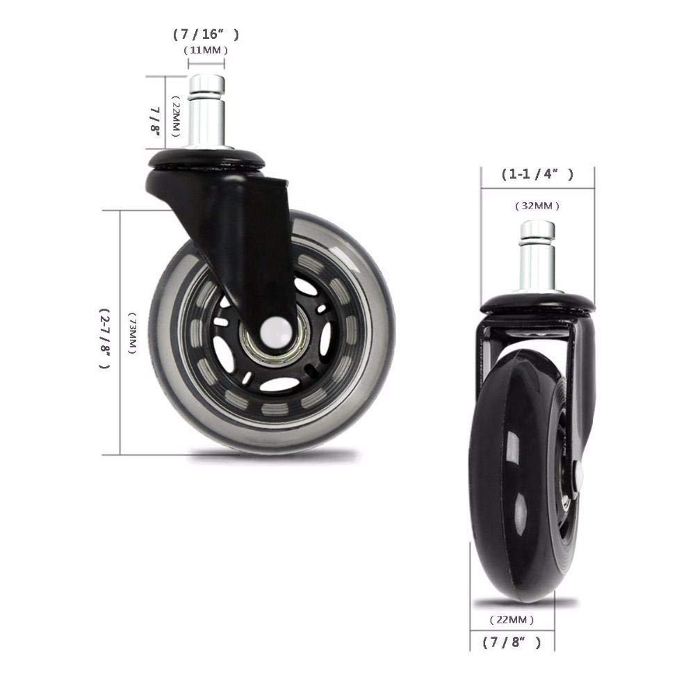 Office Chair Wheels，Heavy Duty Casters Set of 5,Caster Wheels Inch,  Suitable For All Floors (Carpet, hardwood), Rubber Replacement Casters that  Most Computer Chairs, Game Chairs,Desk Chairs Can Use