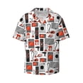 thumbnail image 4 of Uemuo Modern Life Pattern Cotton Linen Short Sleeve Shirts,Casual Lightweight Button Down Shirts,Vacation Beach Summer Tops-Small, 4 of 7