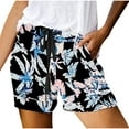 thumbnail image 2 of Pitauce Plus Size Shorts for Women Summer Tropical Flower Printed Lounge Shorts Elastic Waist Drawstring Casual Shorts Loose Wide Leg Shorts with Pockets, 2 of 6