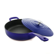 Chantal Enameled Cast Iron Cookware, Skillet, 4 quart Saute Skillet with Lid, Cobalt Blue
