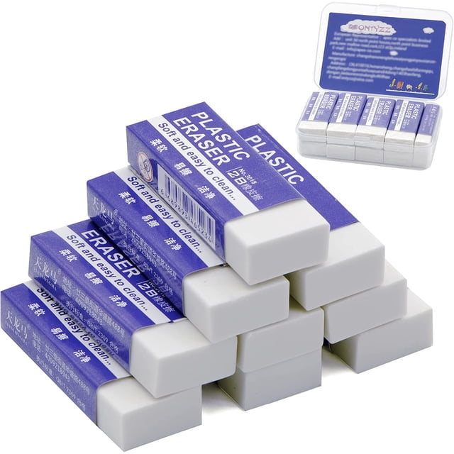 Borrador Borrador clásico Borradores de goma de plástico blanco para uso general en la escuela Oficinas Bocetos Pinturas Bellas artes Borrador suave 2B 9 piezas JFHHH pequeña